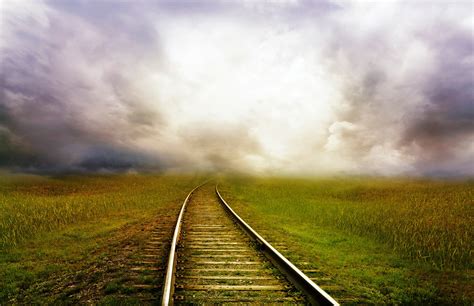 The Railroad Goes Into The Distance Free Stock Photo Public Domain