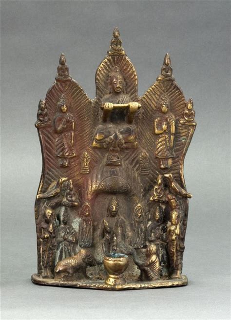 Sold Price Indian Bronze Altar Ornament Depicting Buddha Enthroned