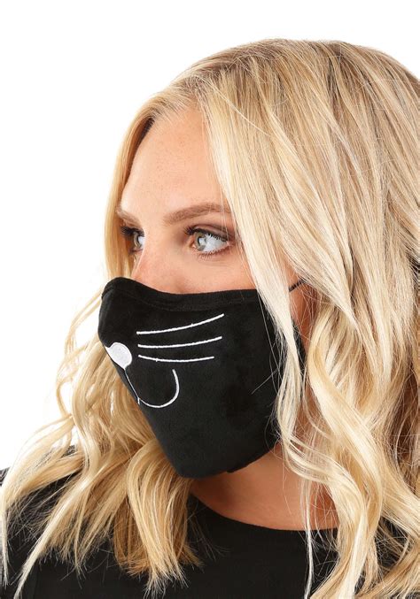 Black Cat Face Mask For Adults