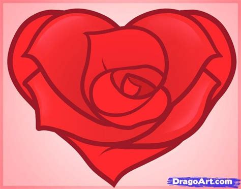 How To Draw A Heart Rose Rose Heart Step By Step Flowers Pop