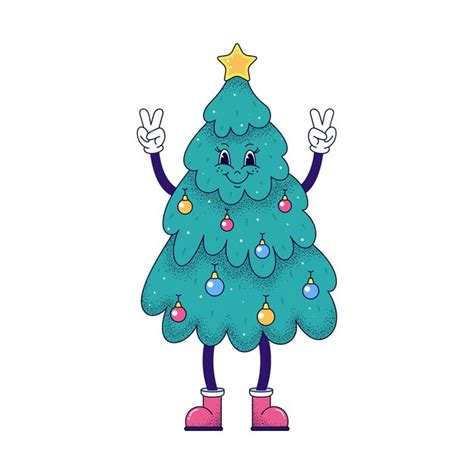 Premium Vector Christmas Tree In Cartoon Style On White Background