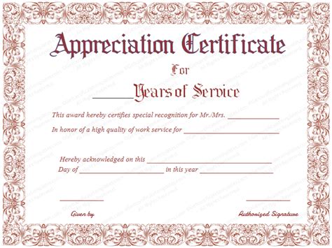 So an effortless program which would enhance the retention rate of your employees. Free Printable Appreciation Certificate for Years of Service