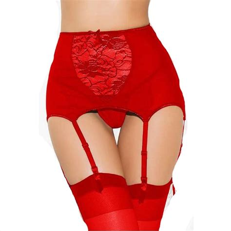 Other High Waist Red Suspender Belt Garter Sexy Large Lace Plus Size With G String And Stockings