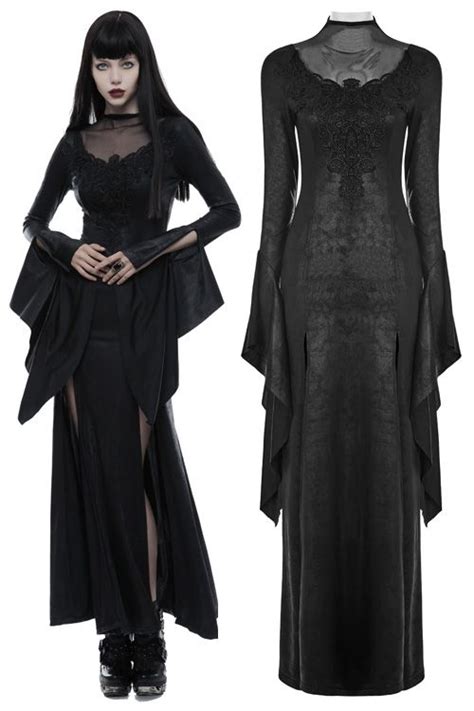 Moonspell Long Black Gothic Dress By Punk Rave Black Gothic Dress