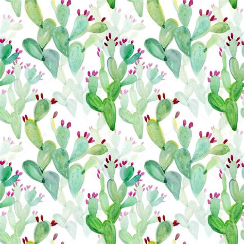 Vector illustrations also converted from hand made drawings. Watercolor seamless cactus pattern background — Stock ...
