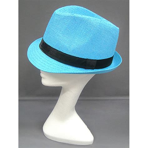 On Sale 675 Fedora Straw Hat Aqua Blue Ht 1188aq