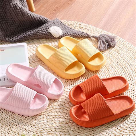 Lubelski Unisex Shower Slippers Solid Color Anti Slip Thick Sole Open Toe Bath Shoes For