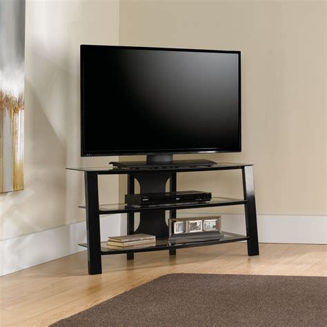 Brushed white and barnwood tv stand with glass door $389.00. Tempered Glass Shelf Contemporary Panel TV Stand in Black ...