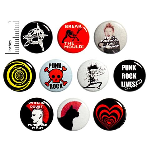 Punk Rock Pins 10 Pack Anarchy Mohawk Buttons For Backpacks Etsy