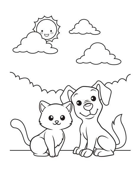Kleurplaat Kat En Hond Samen Het Kinderhuis