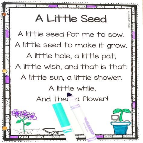 A Little Seed - Printable Flower Poem for Kids by Sarah Griffin | TpT