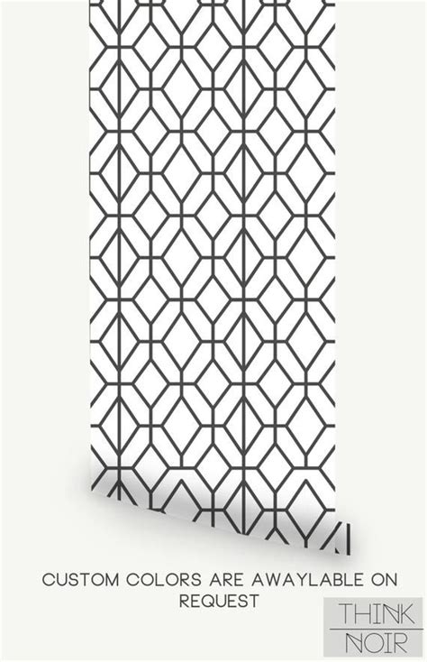 Dark Grey Geometric Wallpaper Geometric Pattern Removable Or Etsy