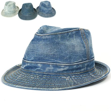 Ililily New Mens Womens Denim Constructed Trilby Fedora Jean Gangster
