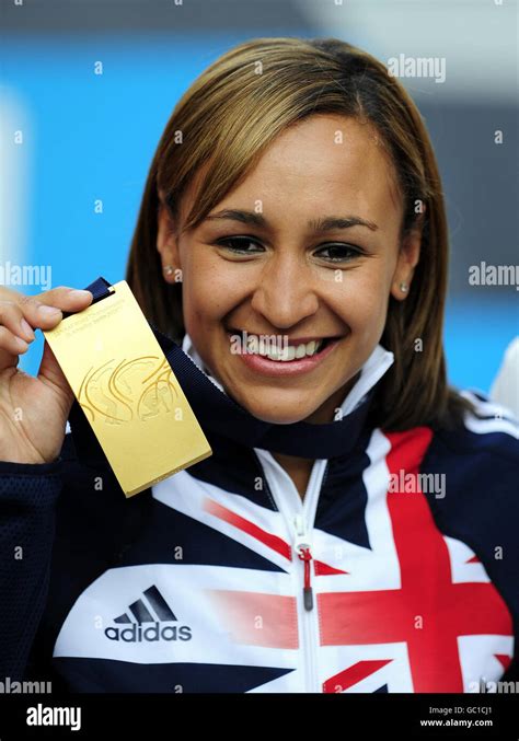 Great Britain S Jessica Ennis With Her Gold Medal For Winning The Women