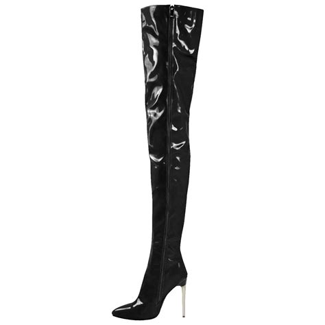 Botas Overknee Long Stiletto Leather Women Thigh High Crotch Boots Pointed Toe Sexy Ladies High