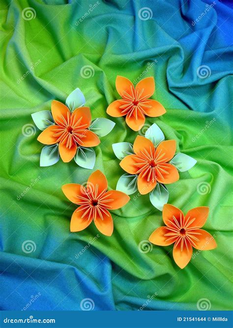 Origami Flowers And Frame Stock Image 35649799