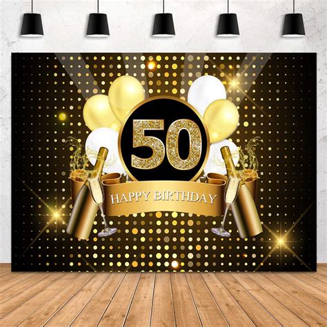 Buy Sensfun Happy 50th Birthday Backdrop Black And Gold Photography Background Glitter Adult Men