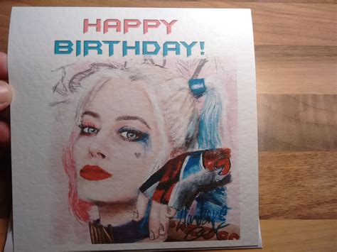 Harley Quinn Birthday Card Drawn By Seller Can Be Etsy Uk