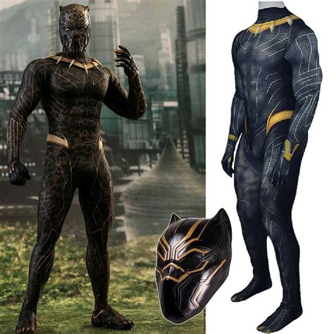 Marvel Black Panther Movie Mens Deluxe Erik Killmonger Battle Suit