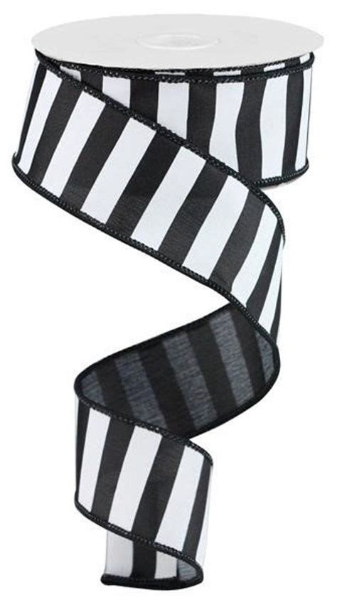 Black And White Striped Wired Ribbon 15 Inches X 10 Yards For Wreaths