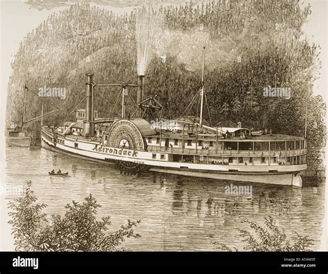 Excursion Steamer On The Hudson River New York State In The 1870s