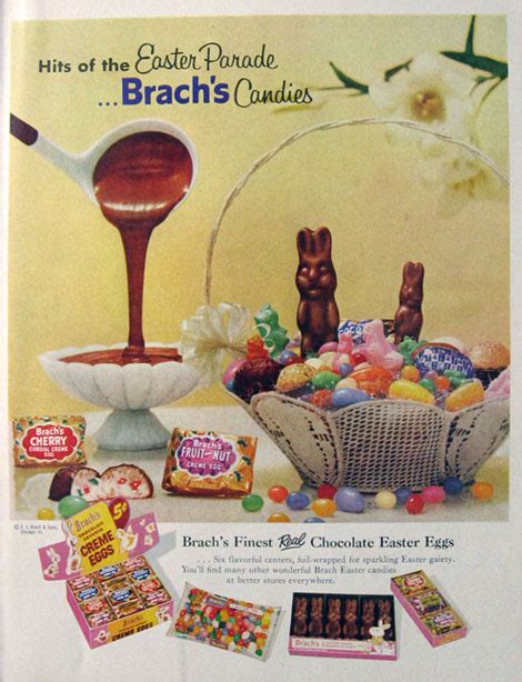 1957 Brachs Easter Candy Ad ~ Chocolate Bunnies And Eggs Vintage Candy