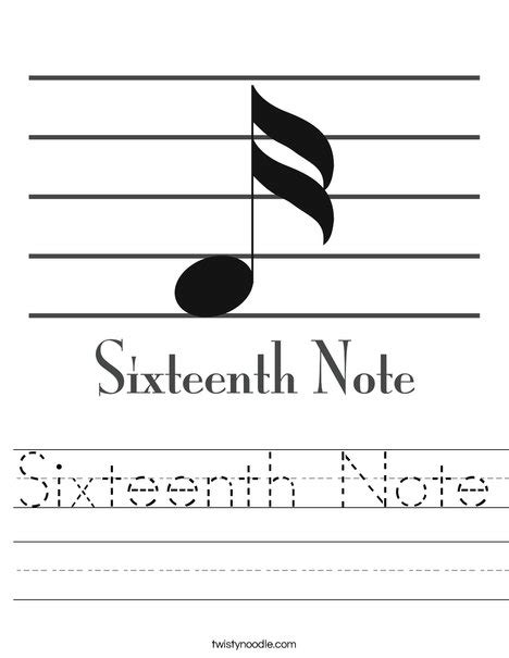 Sixteenth Note Worksheet Twisty Noodle