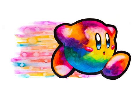 Kirby Rainbow Watercolor Art Super Mario Art Nintendo Art