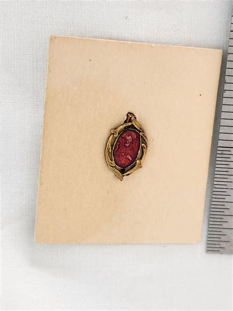 Vintage Sacred Heart Enamel Lapel Pin Scapular Medal Gem