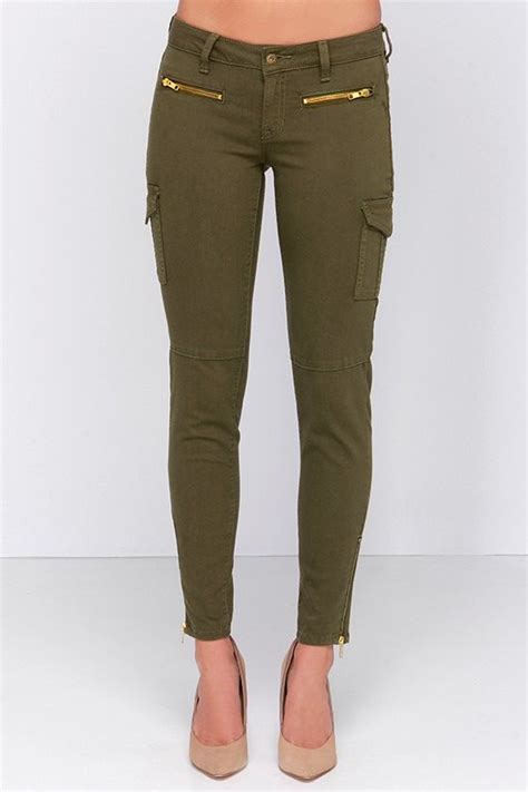 cute olive green pants skinny jeans cargo jeans 48 00