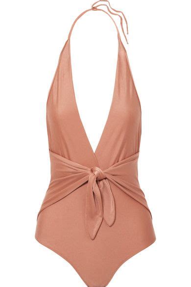 Adriana Degreas Knotted Halterneck Swimsuit In Antique Rose Modesens