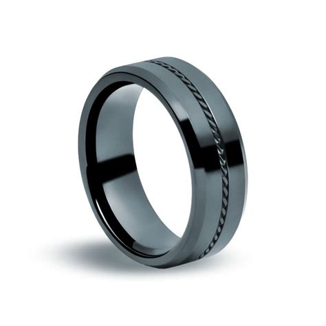 Black Tungsten Carbide Twisted Wire Ring Black Tungsten Carbide