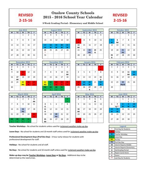 Onslow County Calendar