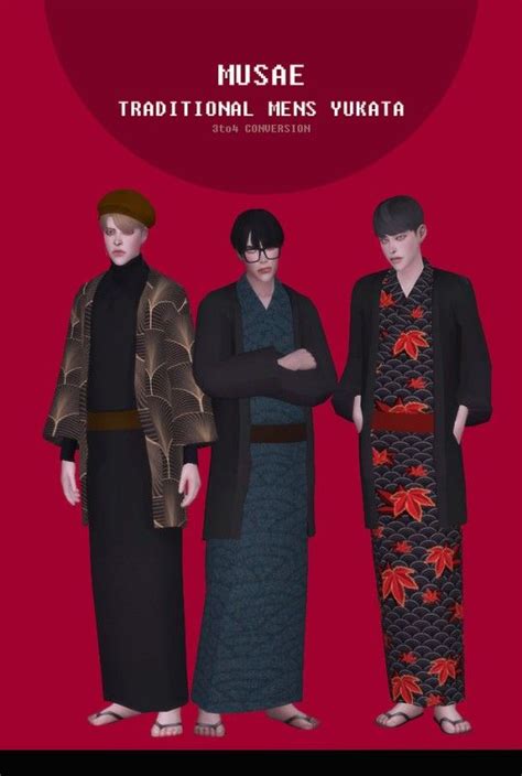 Traditional Mens Yukata For The Sims 4 Sims 4 Men Clothing Sims 4 Male