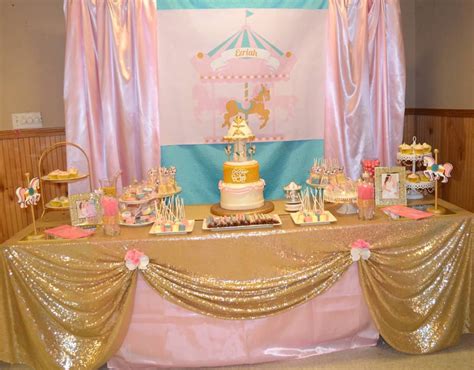 The overall look of pink and gold shower decorations couldn't be more perfect to set the stage for a fabulous day. 26 Unique Carousel Baby Shower - Planning baby shower