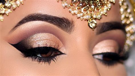 How To Step By Step Indian Asian Bridal Eye Makeup Universal Neutral Gold Cutcrease Youtube