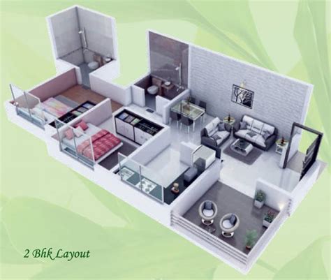660 Sq Ft 2 Bhk Floor Plan Image Gk Developers Royale Rahadki Greens