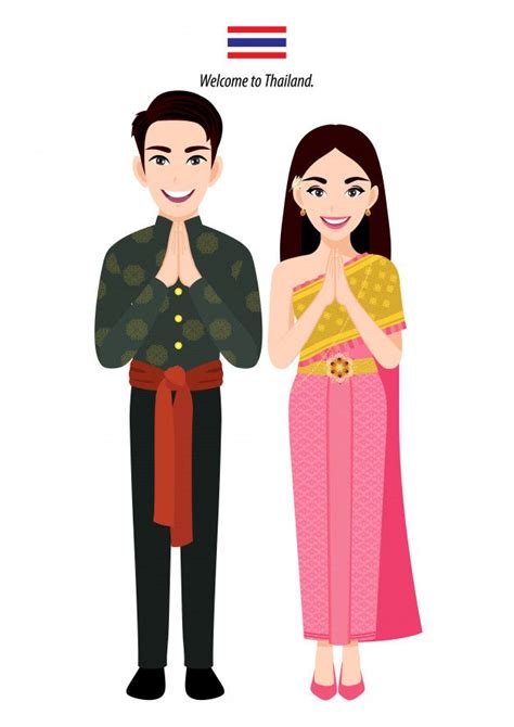 Thailand Male And Female In Traditional Costume Thai