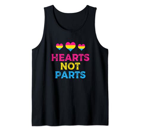 Pansexual Pride Heart Not Parts Awareness Month Flag Heart Tank Top Clothing