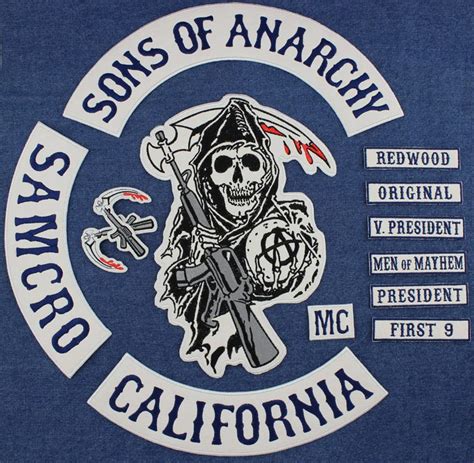Hot Selling Original Sons Of Anarchy Embroidery Twill Biker Patches