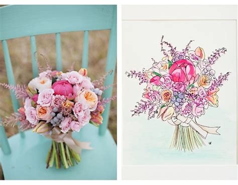 Bridal bouquet paintings by pat fiorello. Custom Wedding Bouquet Paintings by Sarah Park Events ...