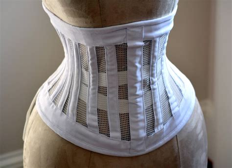 Real Steel Boned Waist Wide Corset From Transparent Mesh And Cotton W