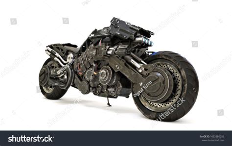 Futuristic Custom Armored Motorcycle Concept On Ilustrações Stock