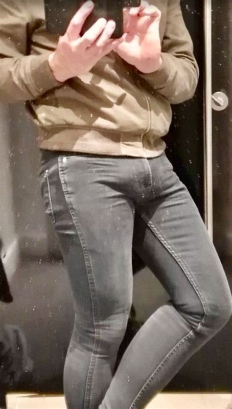 Selfie In Skintight Gray Jeans With Large Bulge His Jeans Jeans Pants Khaki Pants Muscle Men