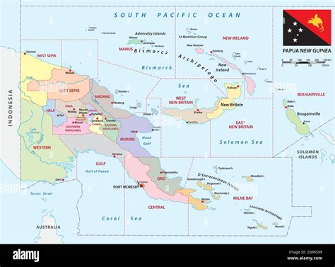 Mapa Vectorial Administrativo De Las Provincias De Papua Nueva Guinea