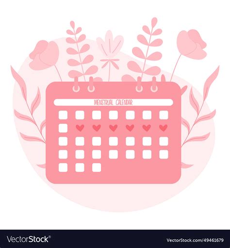 Menstrual Period Calendar With Floral Background Vector Image