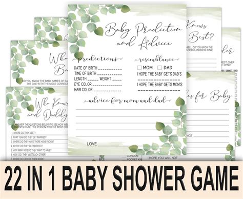 Greenery Baby Shower Games Bundle Greenery Baby Shower Games Etsy Uk