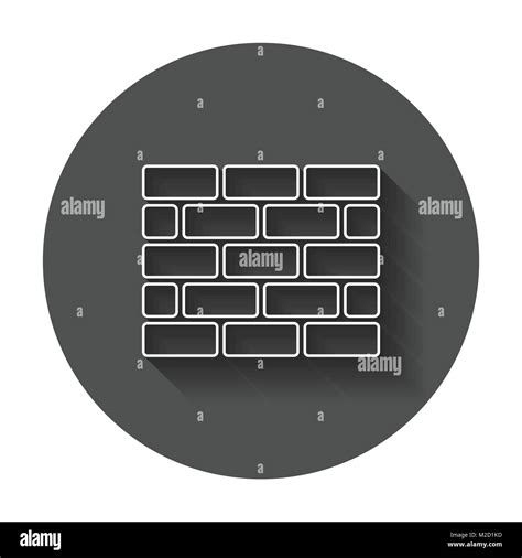 Icono De Pared De Ladrillos En Estilo De Línea Símbolo De Pared Ilustración Con Larga Sombra