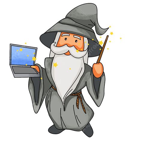 Cartoon Wizard White Transparent Wizard Notebook Magic Cartoon Wizard