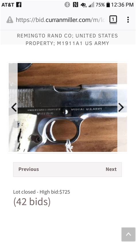 M1911a1 Remington And Rand Authentication Gun Values Board